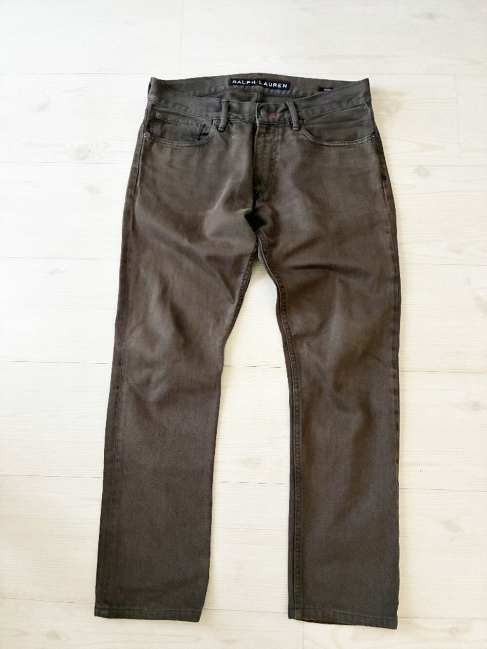 Ralph Lauren Black Label Men’s Slim Fit Jeans Dark Brown Garment Dyed Wash 32
